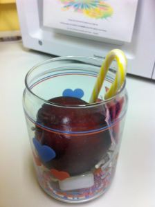 While most of us who have jobs utilize "trash cans", Chairley has a jar.