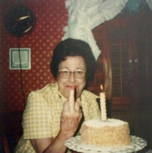 Scott's Mom with her birthday cake.